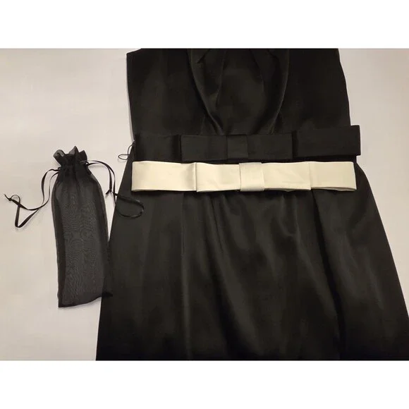 White House Black Market Little Black Dress Size 6 Belted Cocktail Party Wedding - Picture 9 of 15